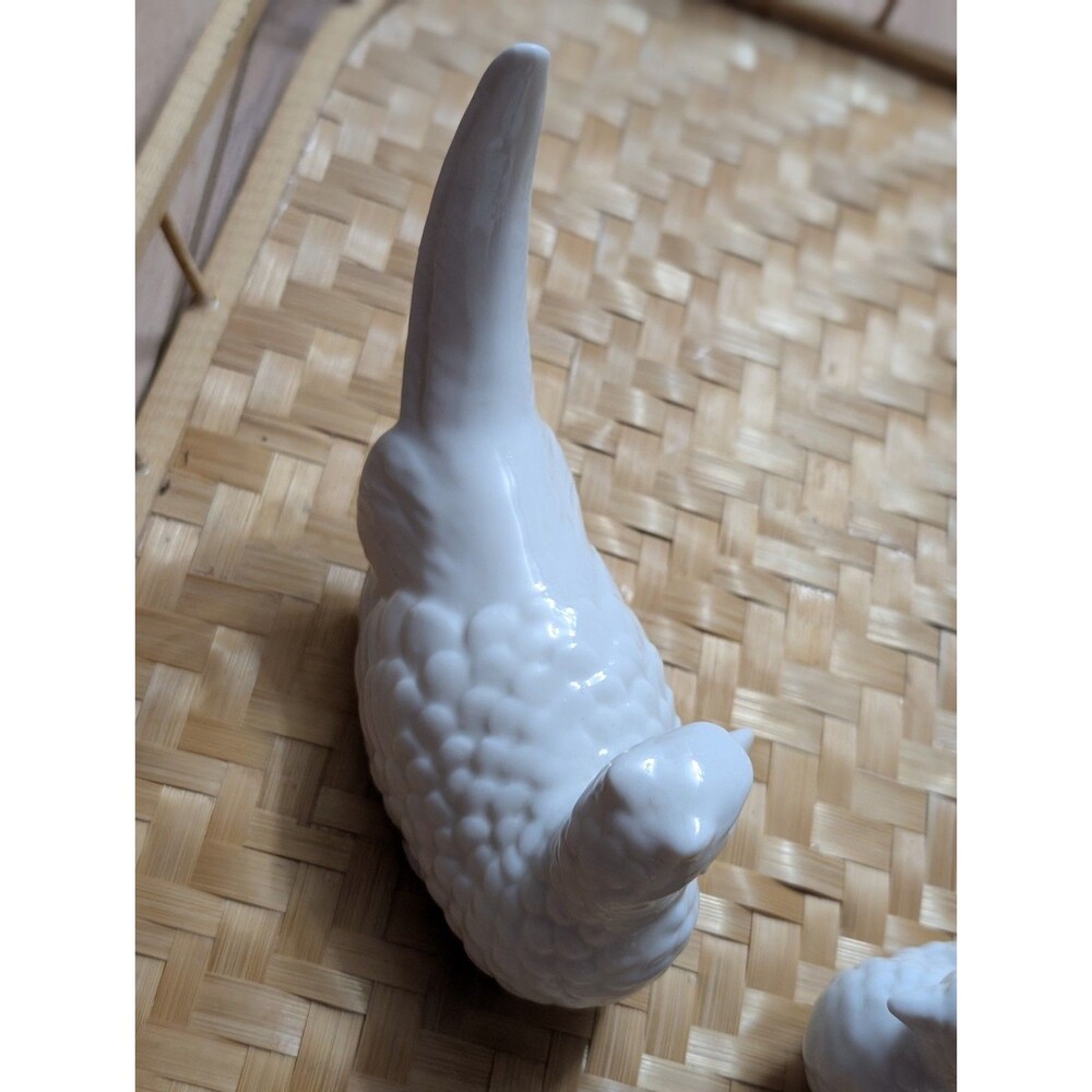 Vintage MCM White Ceramic Pheasant Figurines Pair - Hollywood Regency Home Decor - Picture 5 of 13